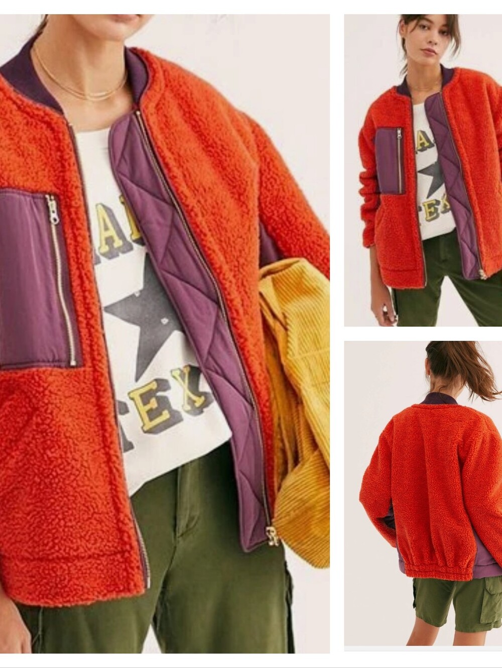 Free People Rivington Sherpa Jacket Red